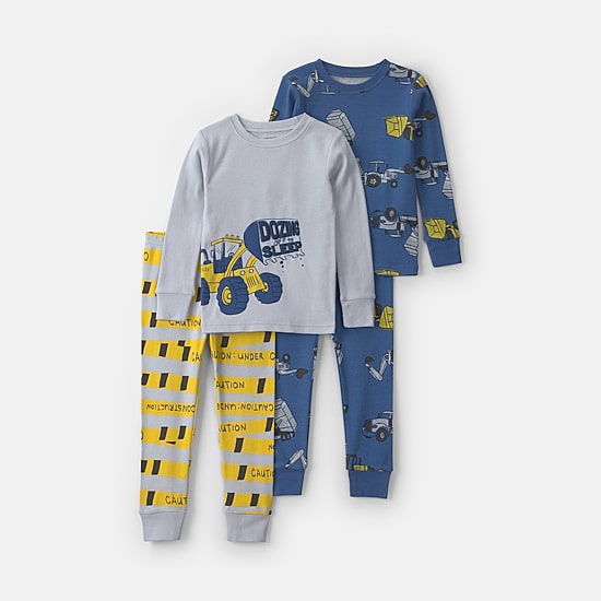Carter's Construction Toddler Boys Crew Neck Long Sleeve 4-pc. Pajama Set