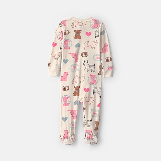 Carter's Dreamplush Family Pets Toddler Girls Footed Fleece Crew Neck Long Sleeve Footed Pajamas