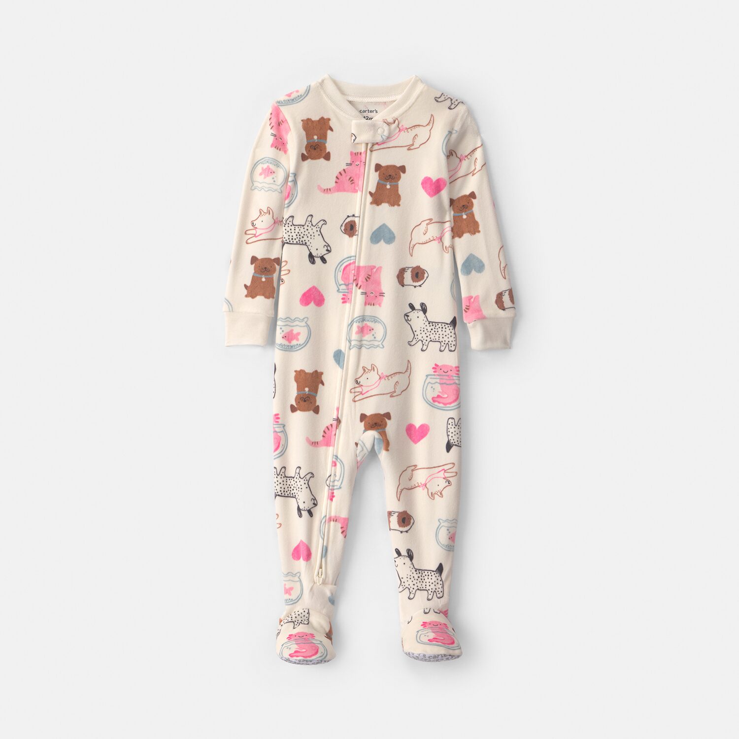 Carter's Dreamplush Family Pets Toddler Girls Footed Fleece Crew Neck Long Sleeve Pajamas