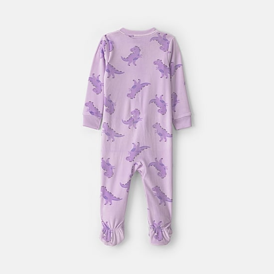 Carter's Dreamplush Dinosaur Toddler Girls Footed Crew Neck Long Sleeve Footed Pajamas