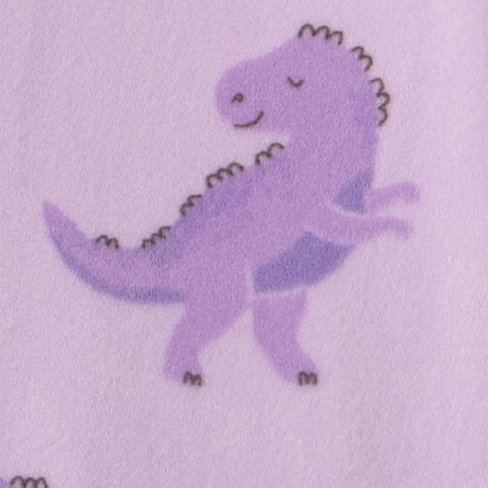 Carter's Dreamplush Dinosaur Toddler Girls Footed Crew Neck Long Sleeve Footed Pajamas