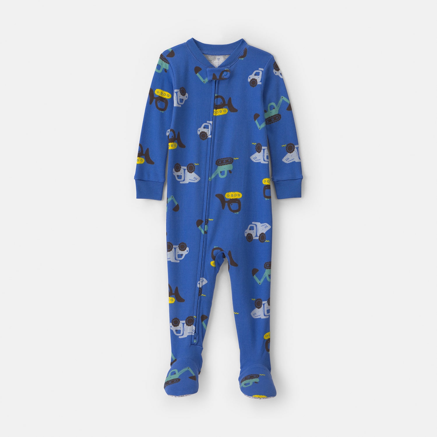 Carter's Construction Truck Toddler Boys Crew Neck Long Sleeve Footed Pajamas