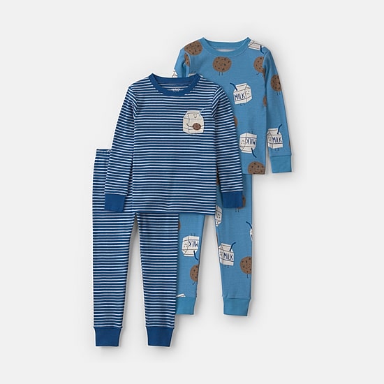Carter's Milk And Cookies Toddler Boys Round Neck Long Sleeve 4-pc. Pajama Set