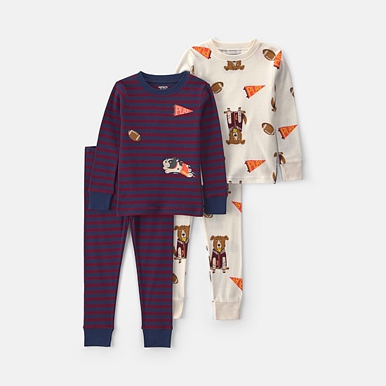 Carter's Varsity Dog Toddler Boys Crew Neck Long Sleeve 4-pc. Pajama Set