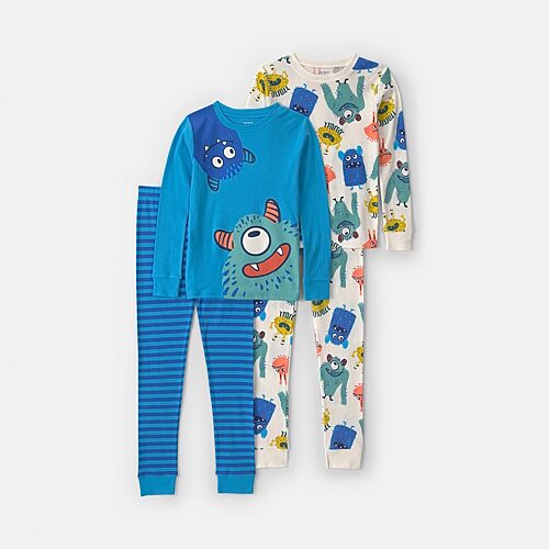 Carter's Monsters Little & Big Kid Boys Crew Neck Long Sleeve 4-pc. Pajama Set In Blue