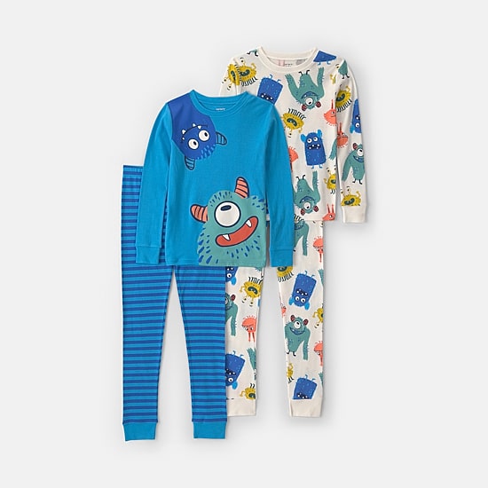 Carter's Monsters Little & Big Kid Boys Crew Neck Long Sleeve 4-pc. Pajama Set