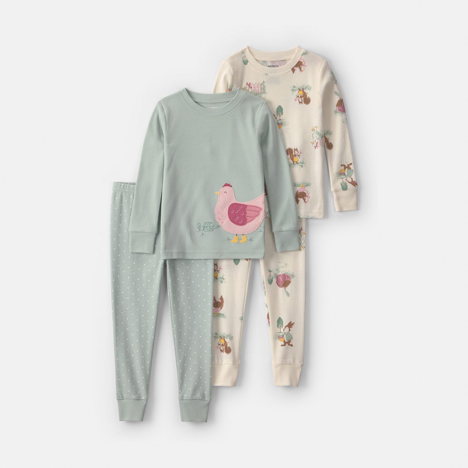 Carter's Farm Toddler Girls Crew Neck Long Sleeve 4-pc. Pajama Set