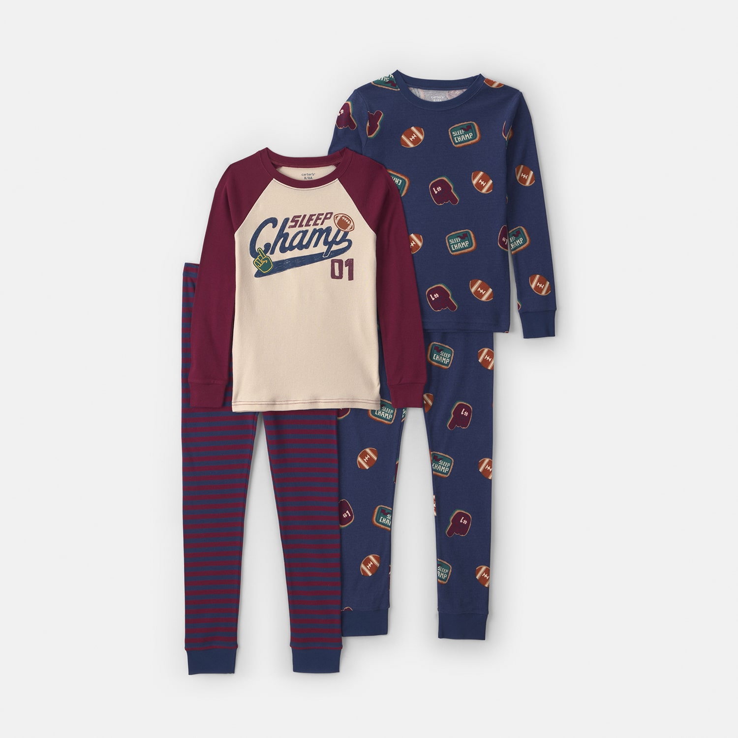 Carter's Varsity Little & Big Kid Boys Crew Neck Long Sleeve 4-pc. Pajama Set