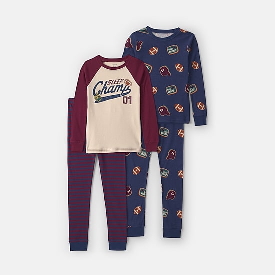 Carter's Varsity Little & Big Kid Boys Crew Neck Long Sleeve 4-pc. Pajama Set