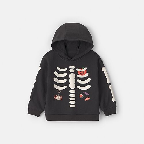 Carter's Babies' Skeleton Toddler Boys Long Sleeve Hoodie In Black