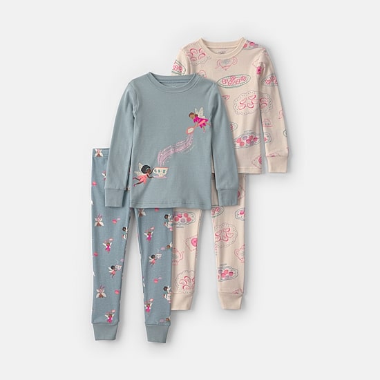 Carter's Fairies Toddler Girls Crew Neck Long Sleeve 4-pc. Pajama Set