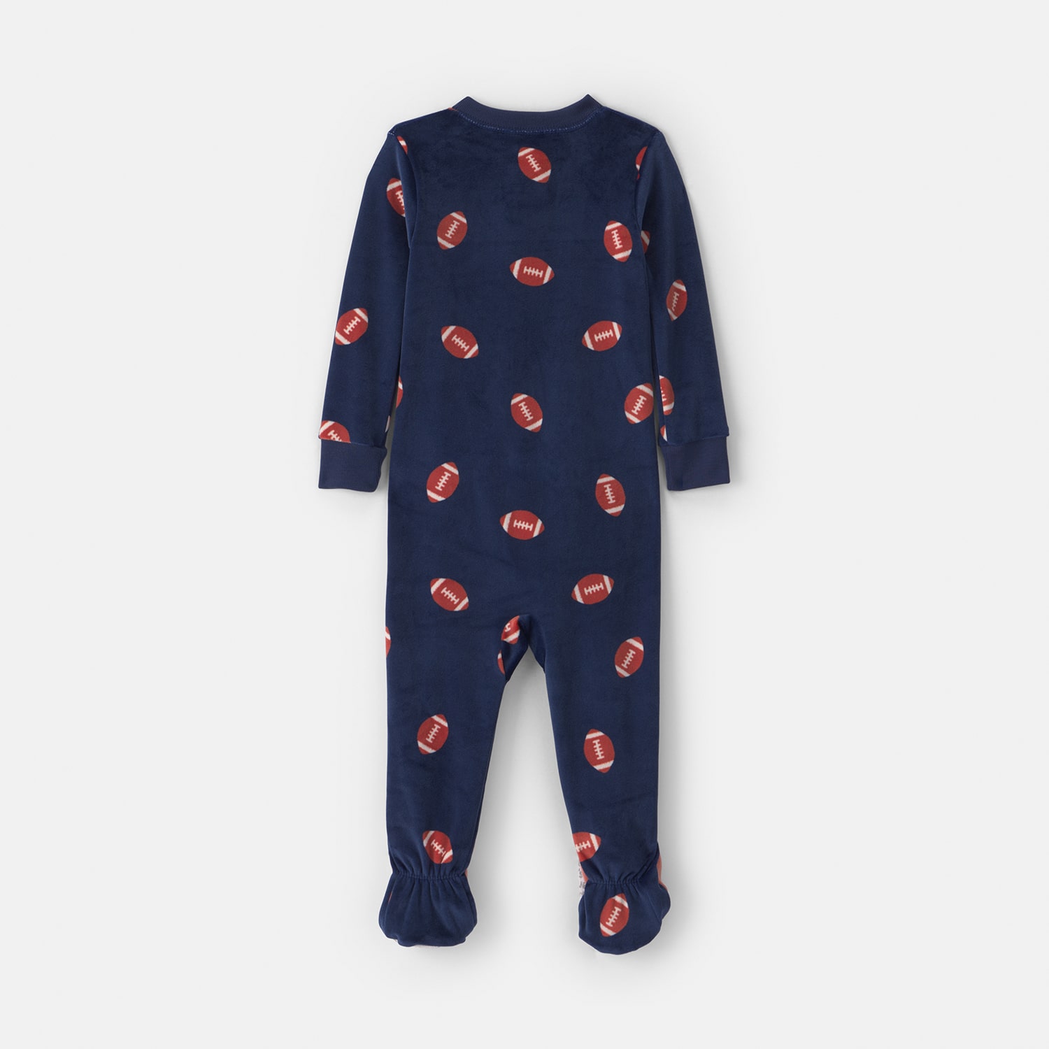Carter's Dreamplush Football Toddler Boys Footed Crew Neck Long Sleeve Footed Pajamas