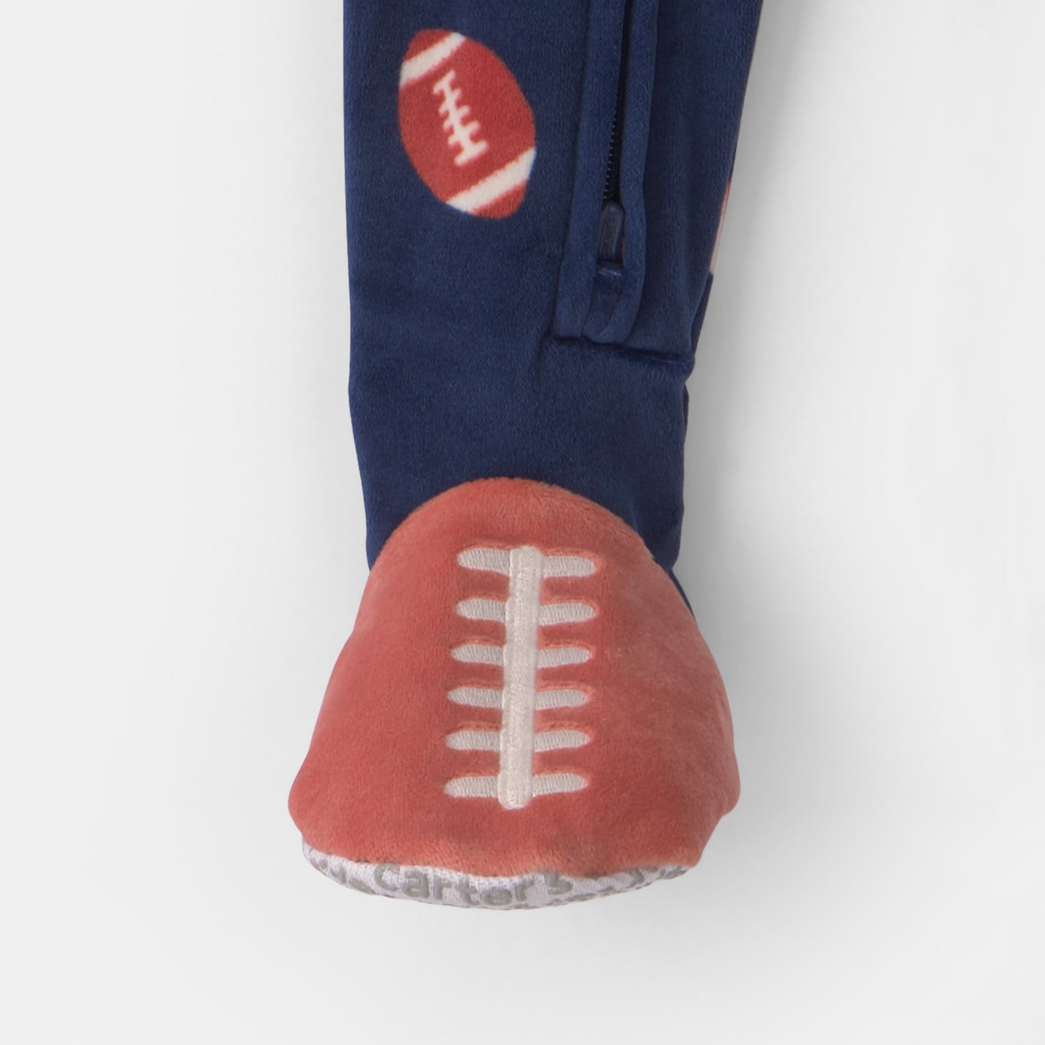 Carter's Dreamplush Football Toddler Boys Footed Crew Neck Long Sleeve Footed Pajamas