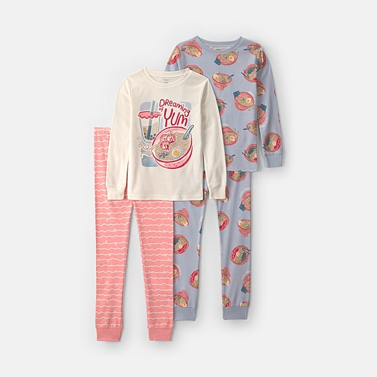 Carter's Little & Big Kid Girls Crew Neck Long Sleeve 4-pc. Pajama Set