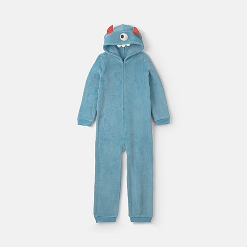 Carter's Monster Little & Big Kid Boys Hooded Long Sleeve One Piece Pajama In Blue