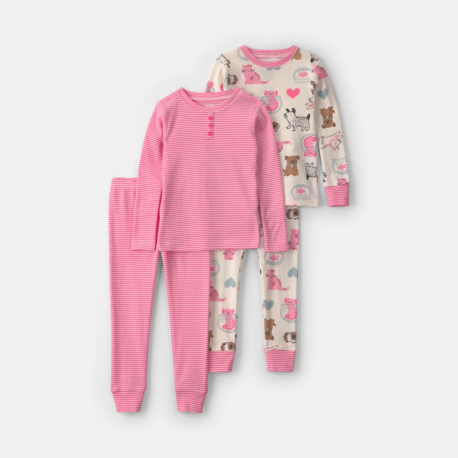Carter's Family Pet Toddler Girls Crew Neck Long Sleeve 4-pc. Pajama Set