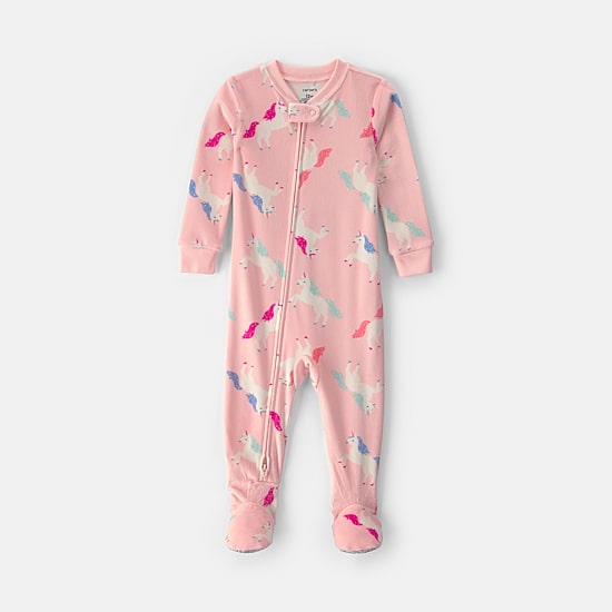 Carter's Dreamplush Unicorn Toddler Girls Crew Neck Long Sleeve Footed Pajamas
