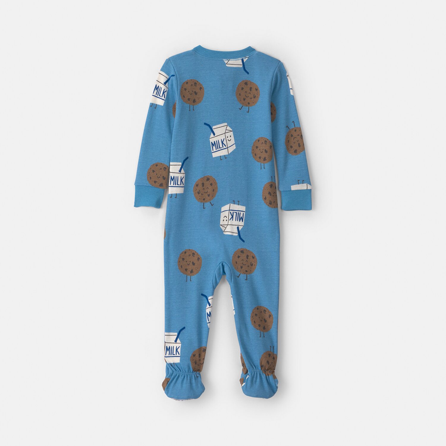 Carter's Milk And Cookies Toddler Boys Footed Crew Neck Long Sleeve Footed Pajamas