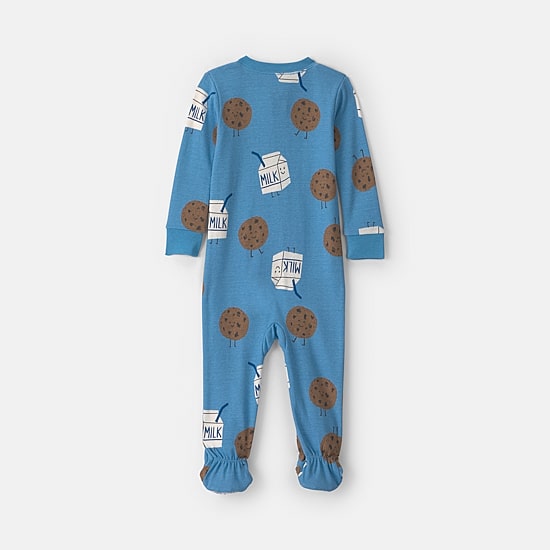 Carter's Milk And Cookies Toddler Boys Footed Crew Neck Long Sleeve Footed Pajamas