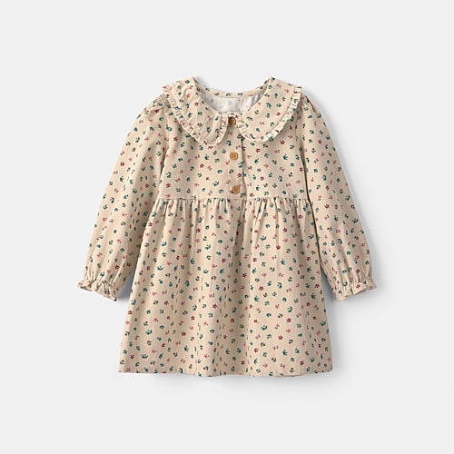 Carter's Babies' Toddler Girls Floral Corduroy Long Sleeve A-line Dress In White