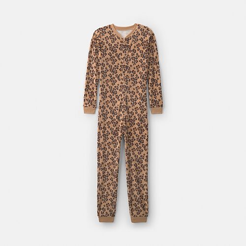 Carter's Cheetah Little & Big Kid Girls Crew Neck Long Sleeve One Piece Pajama In Brown