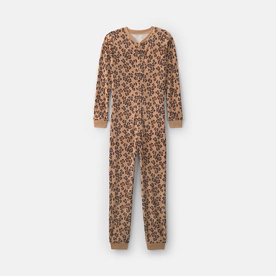 Carter's Cheetah Little & Big Kid Girls Crew Neck Long Sleeve One Piece Pajama