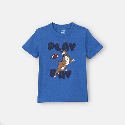 Carter's Babies' Toddler Boys Crew Neck Short Sleeve Regular Fit Graphic T-shirt In Blue