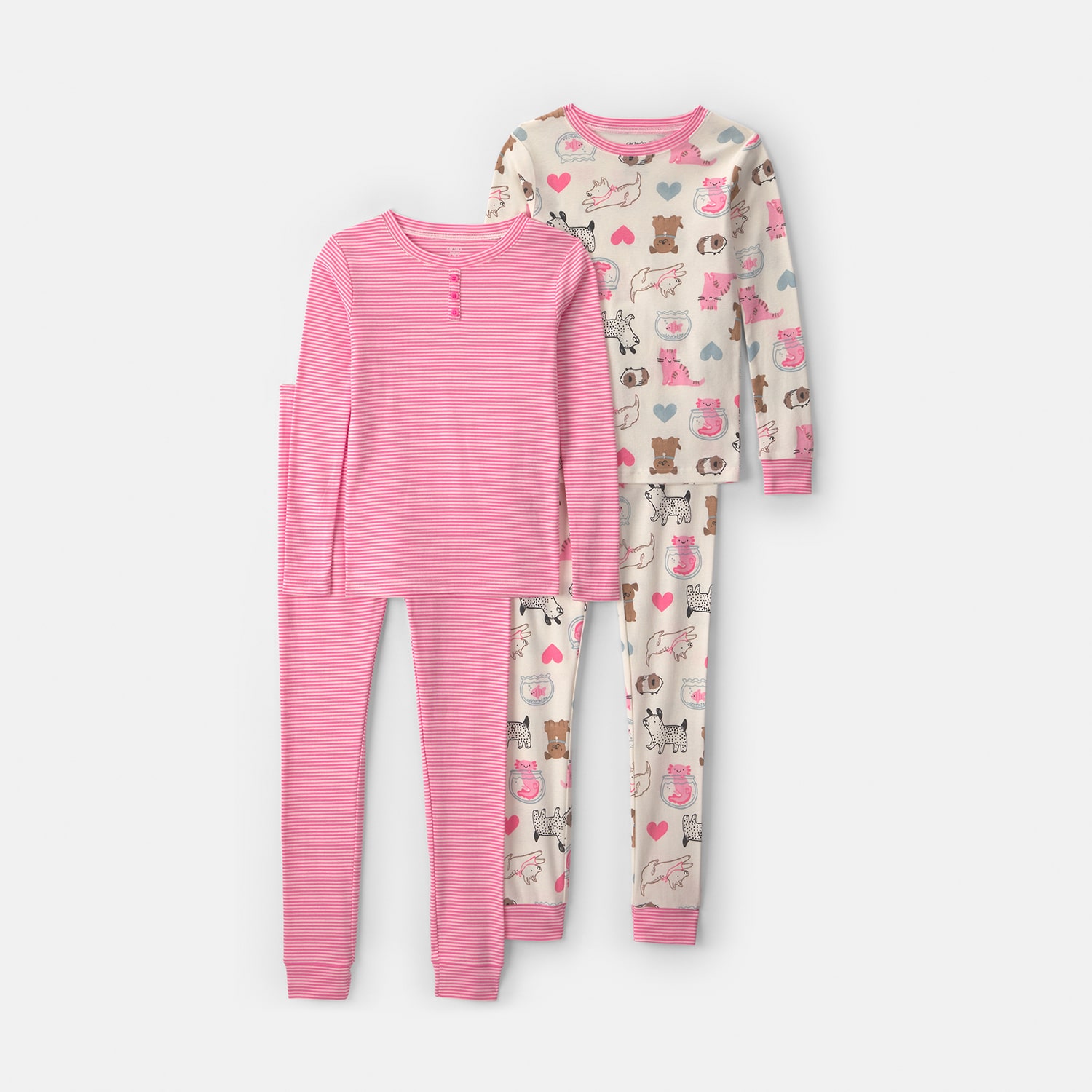 Carter's Family Pets Little & Big Kid Girls Crew Neck Long Sleeve 4-pc. Pajama Set