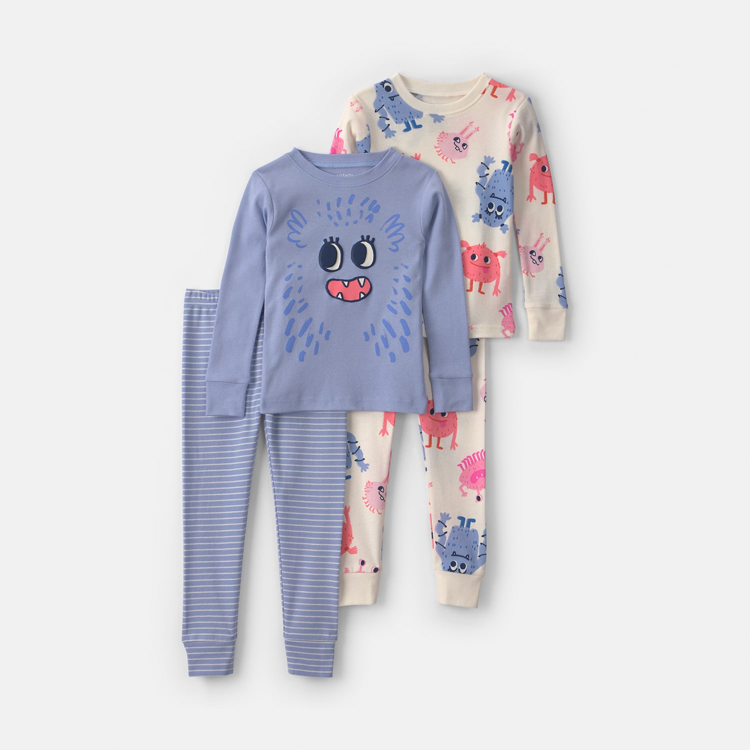 Carter's Monsters Toddler Girls Crew Neck Long Sleeve 4-pc. Pajama Set