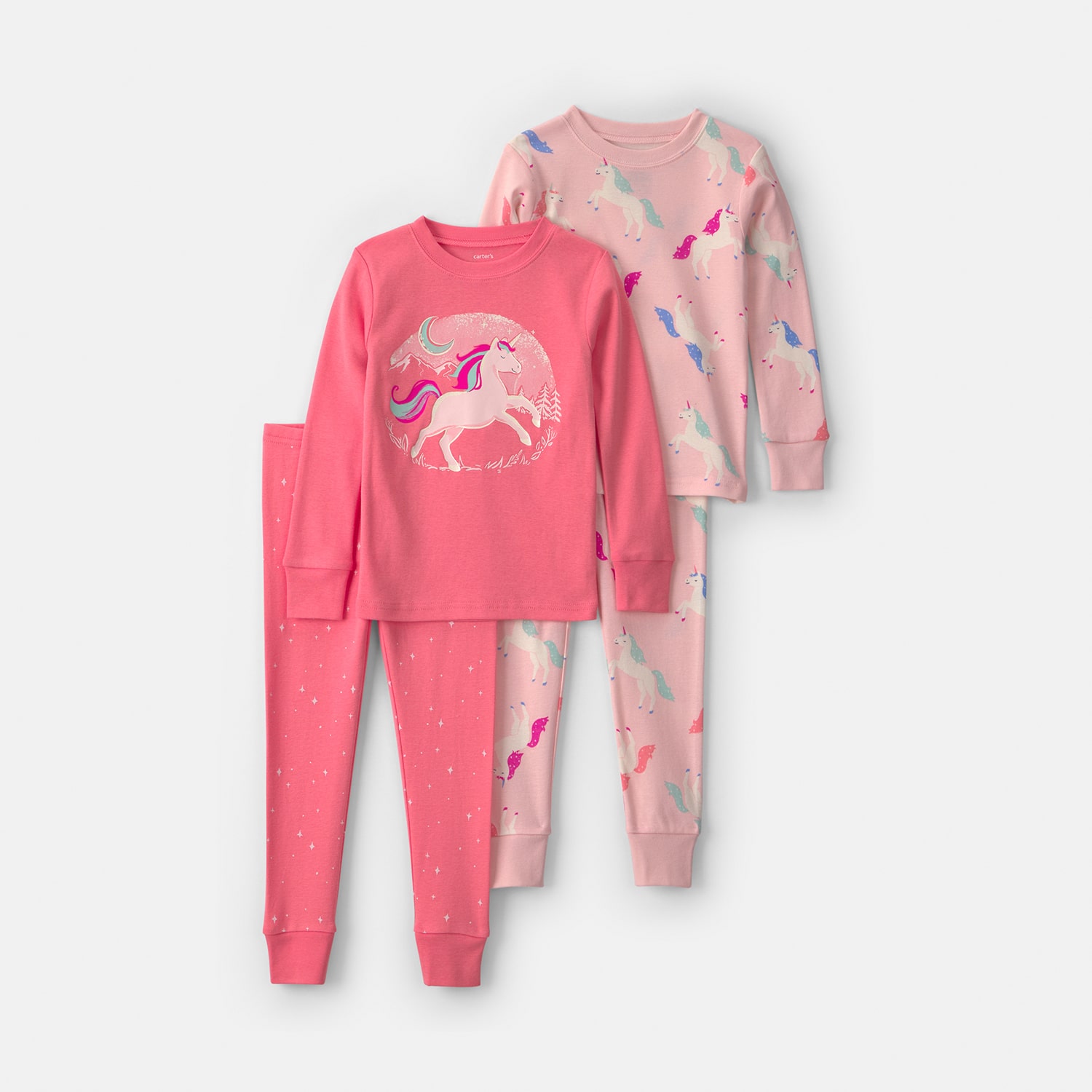 Carter's Unicorn Toddler Girls Crew Neck Long Sleeve 4-pc. Pajama Set