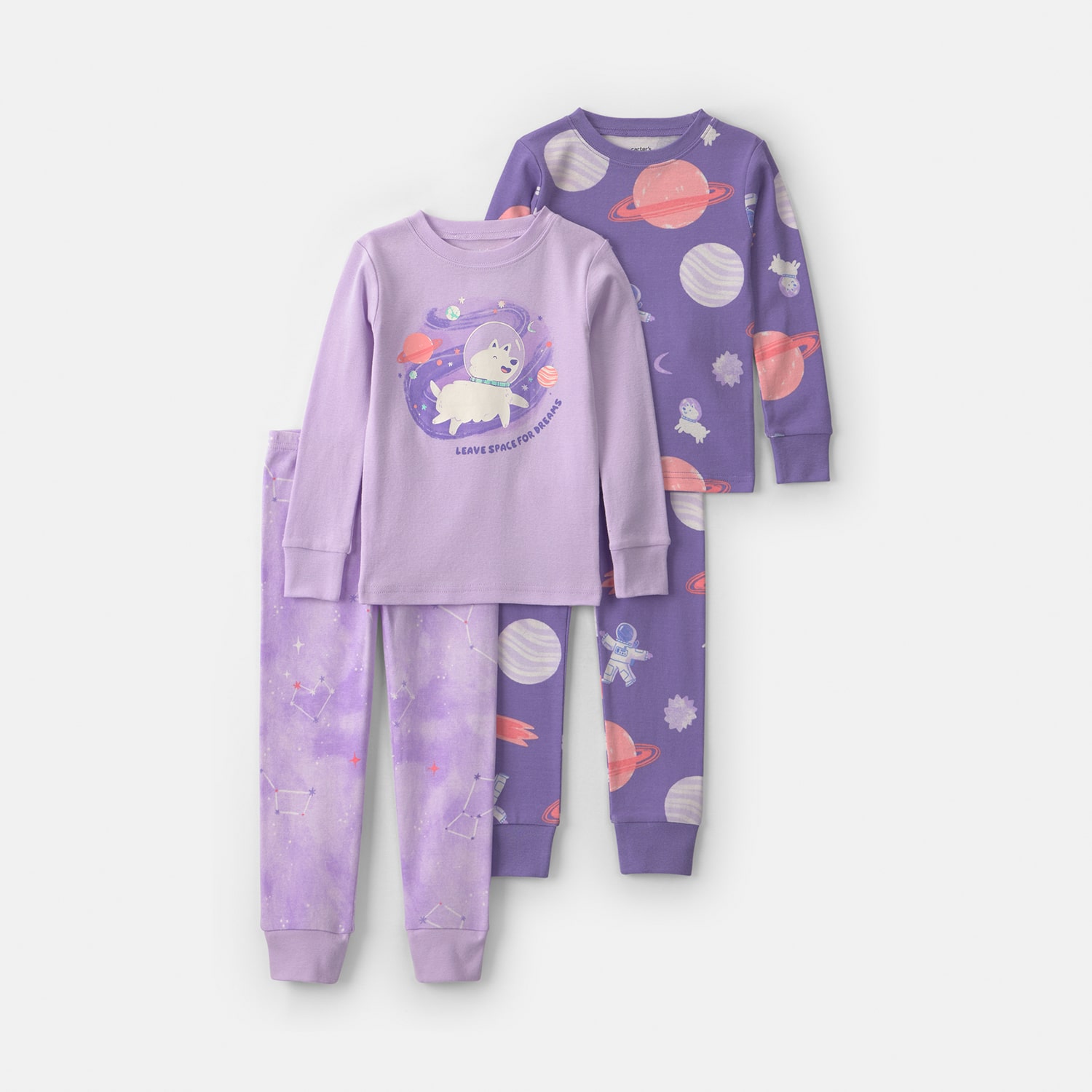 Carter's Space Toddler Girls Crew Neck Long Sleeve 4-pc. Pajama Set