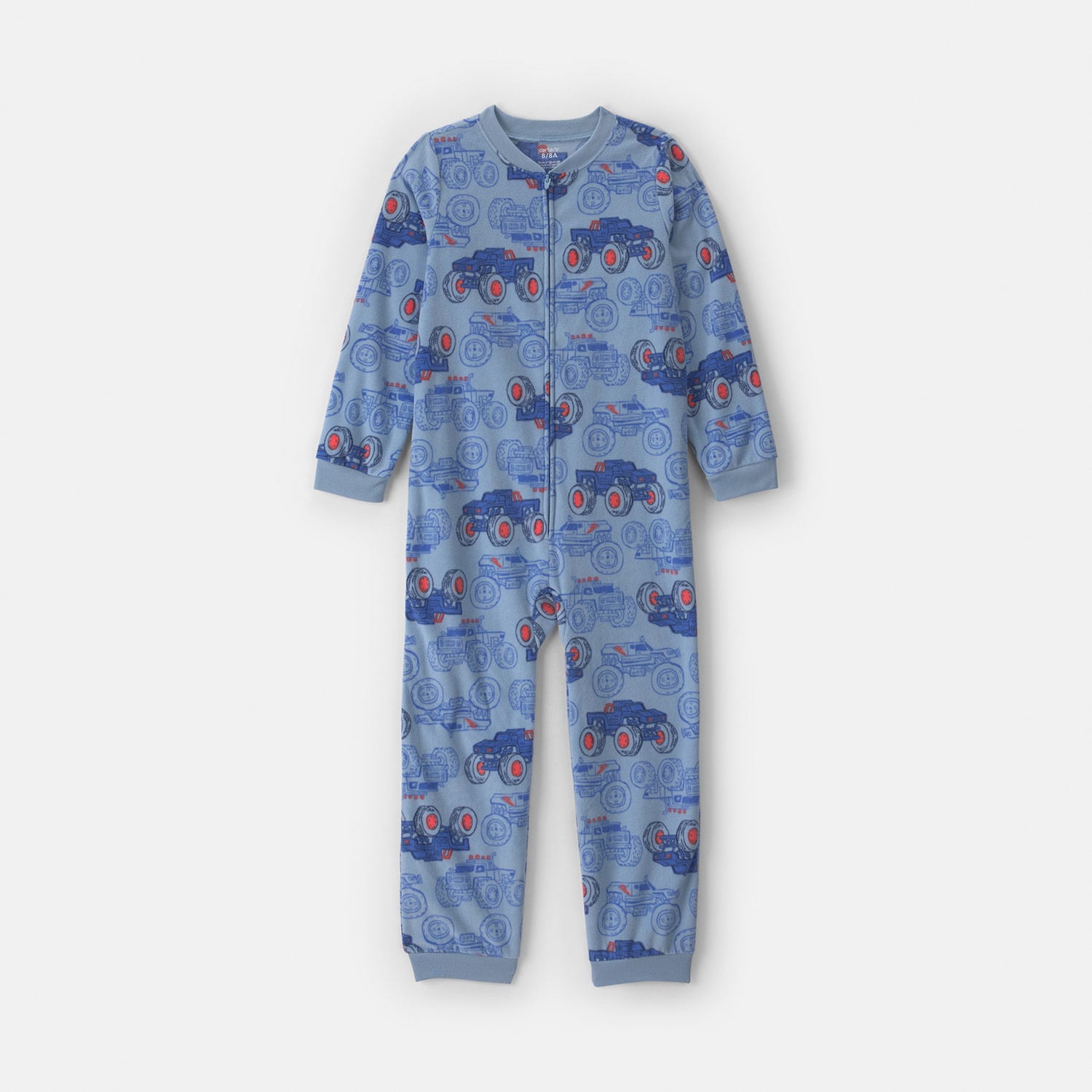Carter's Monster Truck Little & Big Kid Boys Crew Neck Long Sleeve One Piece Pajama
