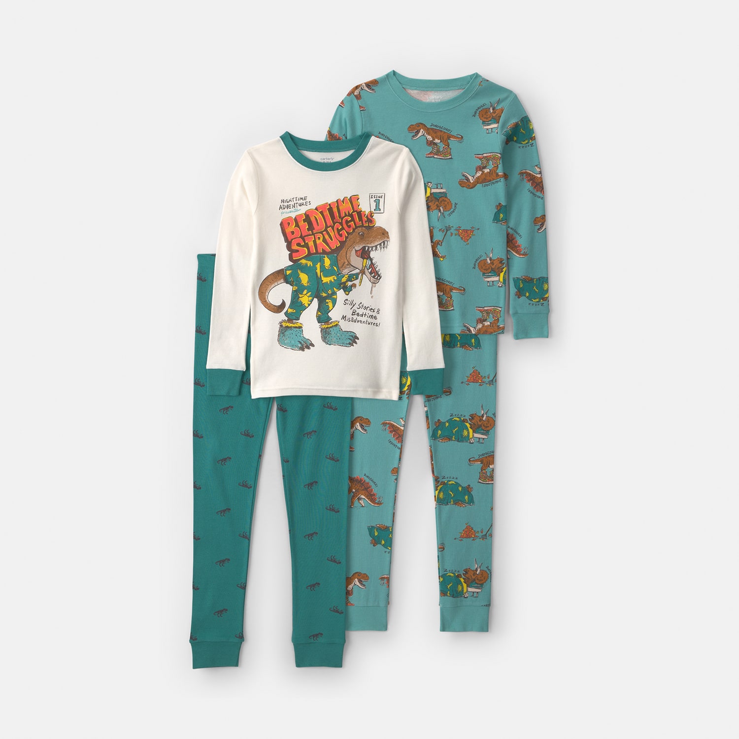 Carter's Dinosaur Little & Big Kid Boys Crew Neck Long Sleeve 4-pc. Pajama Set