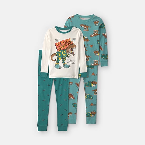 Carter's Dinosaur Little & Big Kid Boys Crew Neck Long Sleeve 4-pc. Pajama Set