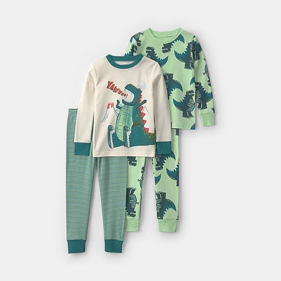 Carter's Dinosaur Toddler Boys Crew Neck Long Sleeve 4-pc. Pajama Set