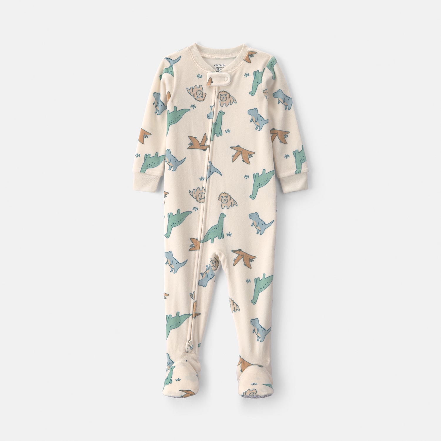 Carter's Dreamplush Dinosaur Toddler Boys Footed Crew Neck Long Sleeve Pajamas