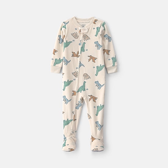 Carter's Dreamplush Dinosaur Toddler Boys Footed Crew Neck Long Sleeve Footed Pajamas