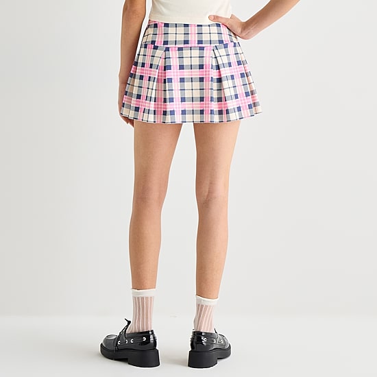 Plaid Womens Juniors Hello Kitty Pleated Skirt