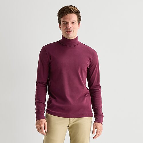 St. John's Bay Interlock Mens Long Sleeve Classic Fit Turtleneck In Purple