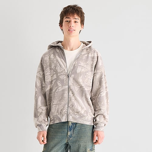 Arizona Mens Long Sleeve Zipper Hoodie In Gray