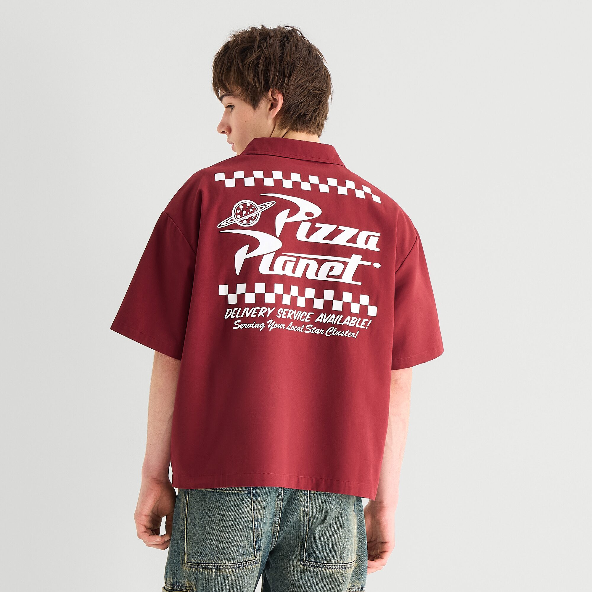 Novelty Mens Short Sleeve Regular Fit Toy Story Button-Down Shirt