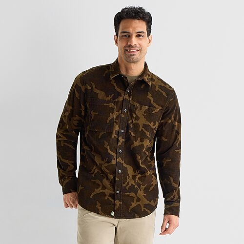 Mutual Weave Mens Long Sleeve Classic Fit Button-down Shirt In Green