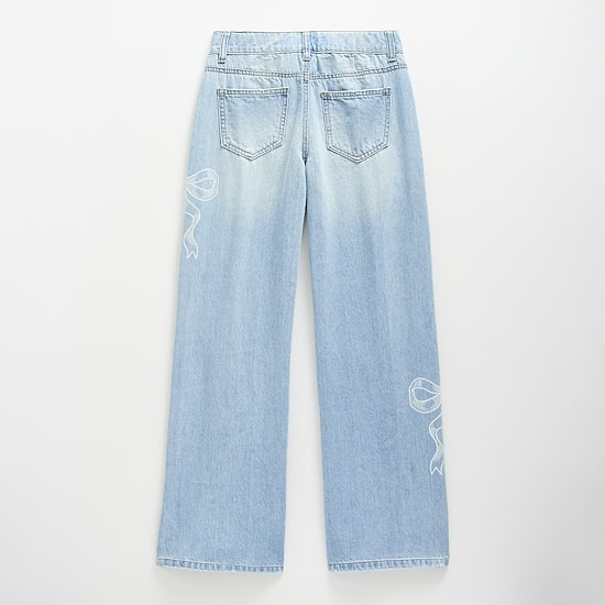 Vanilla Star Big Kid Girls Distressed Bow Wide Leg Jean