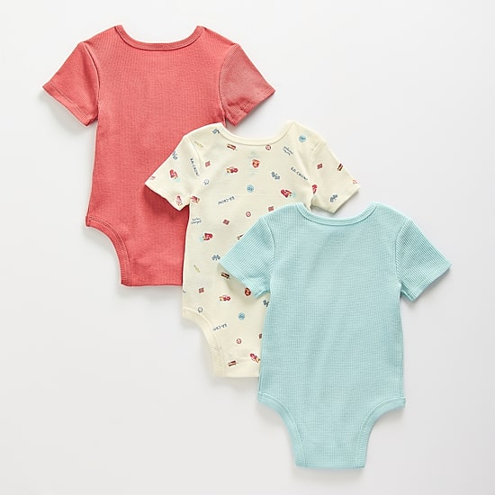 Baby Boys Cars Crew Neck Short Sleeve 3-pc. Bodysuit