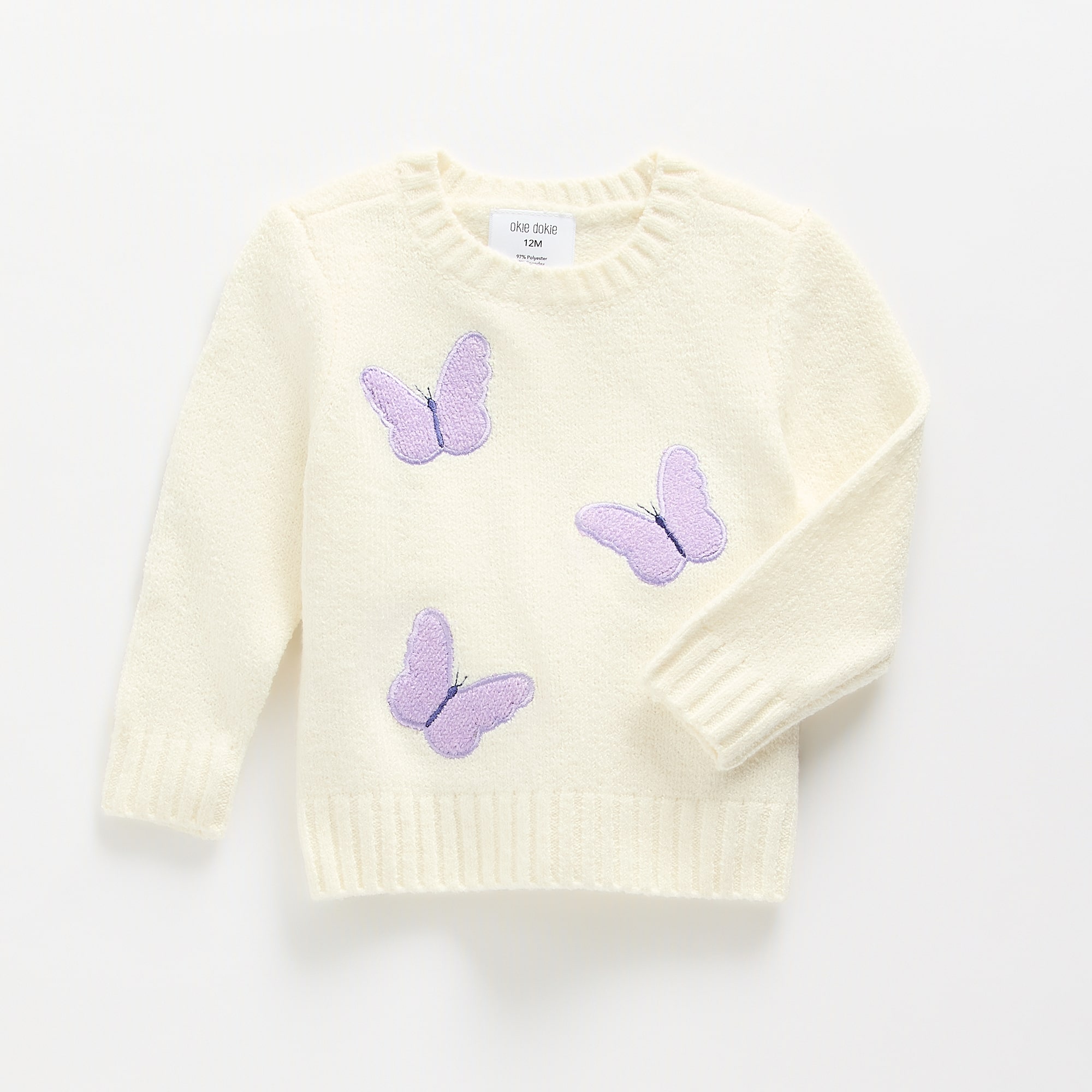 Okie Dokie Baby Girls Round Neck Long Sleeve Pullover Sweater