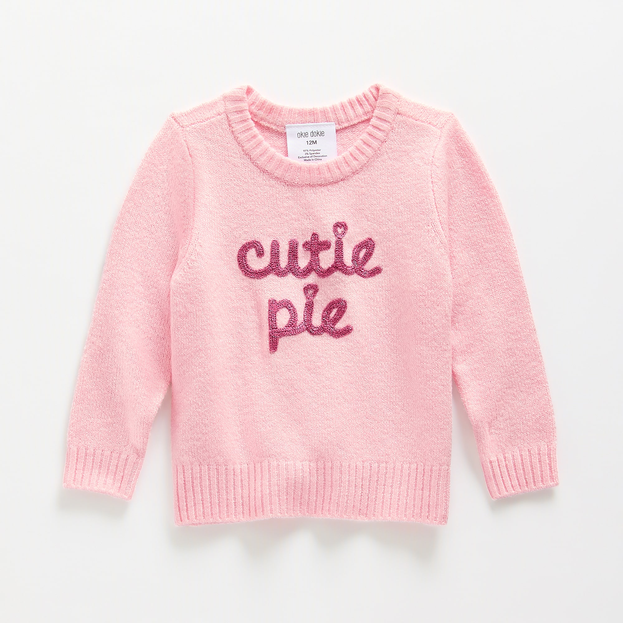 Okie Dokie Baby Girls Round Neck Long Sleeve Pullover Sweater