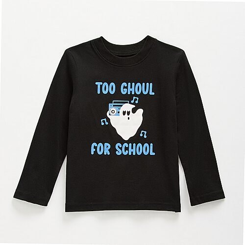 Okie Dokie Toddler & Little Boys Crew Neck Long Sleeve Classic Fit Graphic T-Shirt, 7, Black