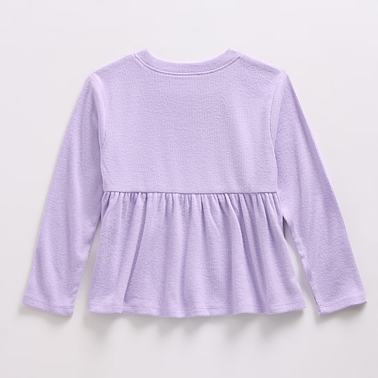Okie Dokie Toddler & Little Girls Round Neck Long Sleeve Peplum Top