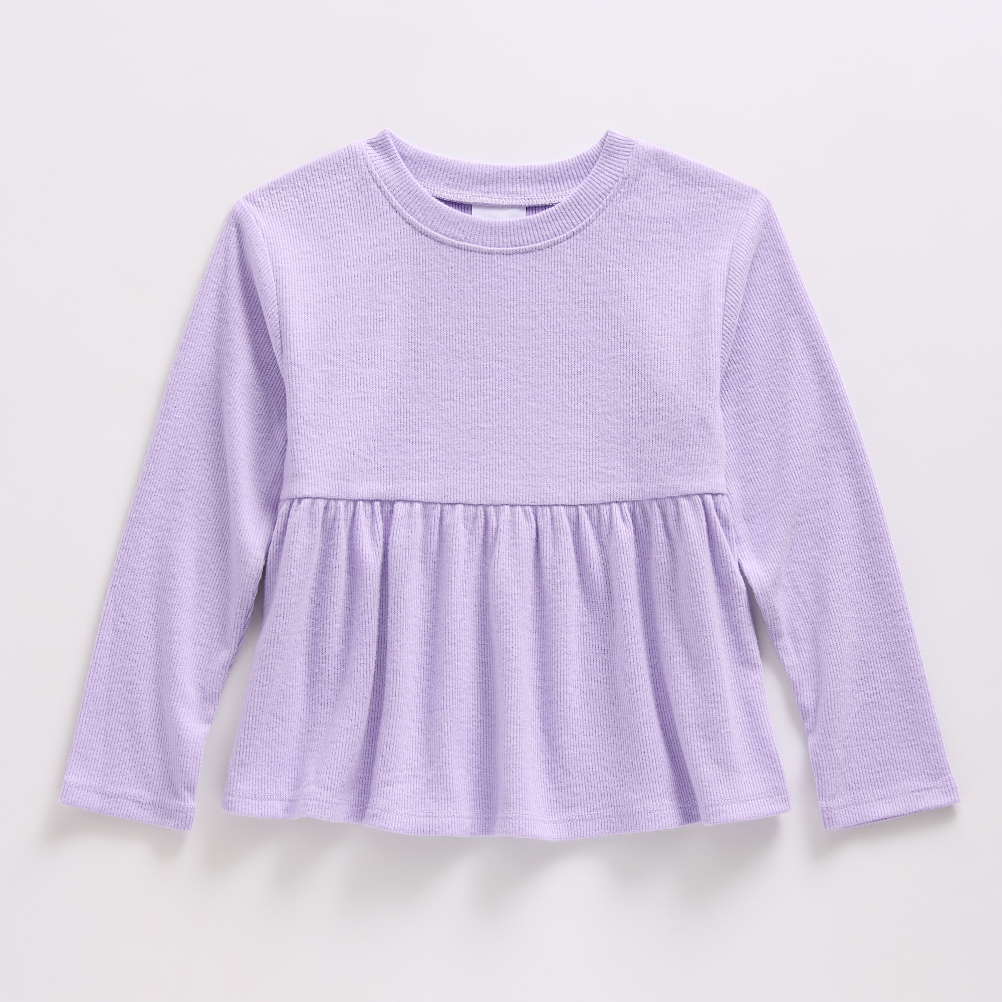 Okie Dokie Toddler & Little Girls Round Neck Long Sleeve Peplum Top