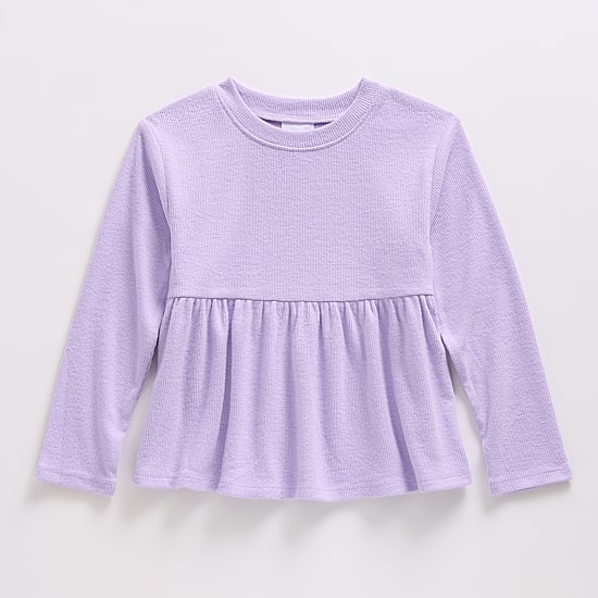 Okie Dokie Toddler & Little Girls Round Neck Long Sleeve Peplum Top
